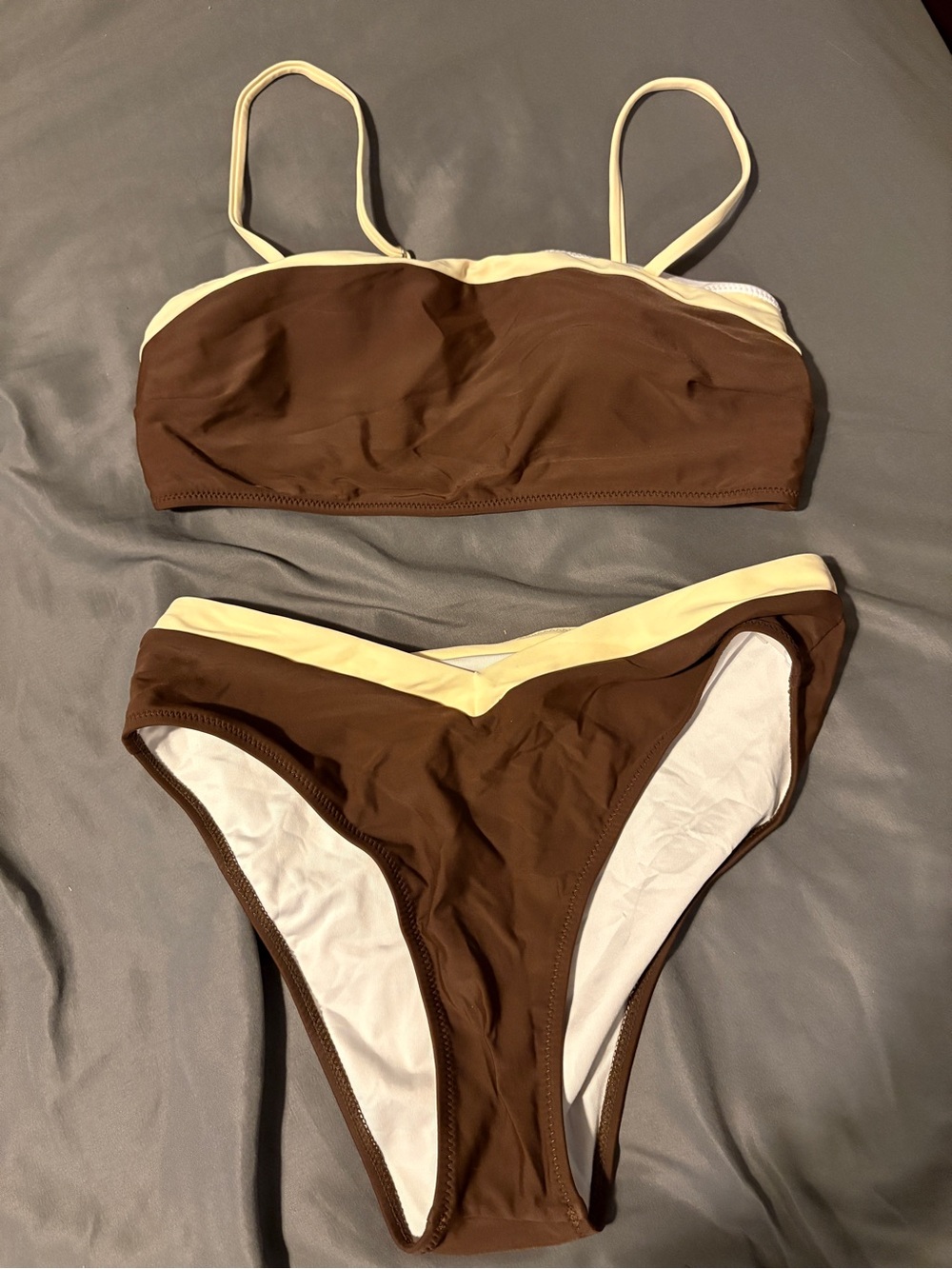 Brown & Cream Two-Piece Bikini Set